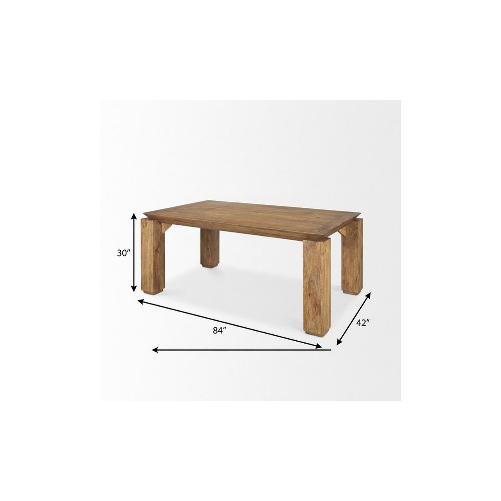 84" Brown Solid Wood Dining Table — view 9