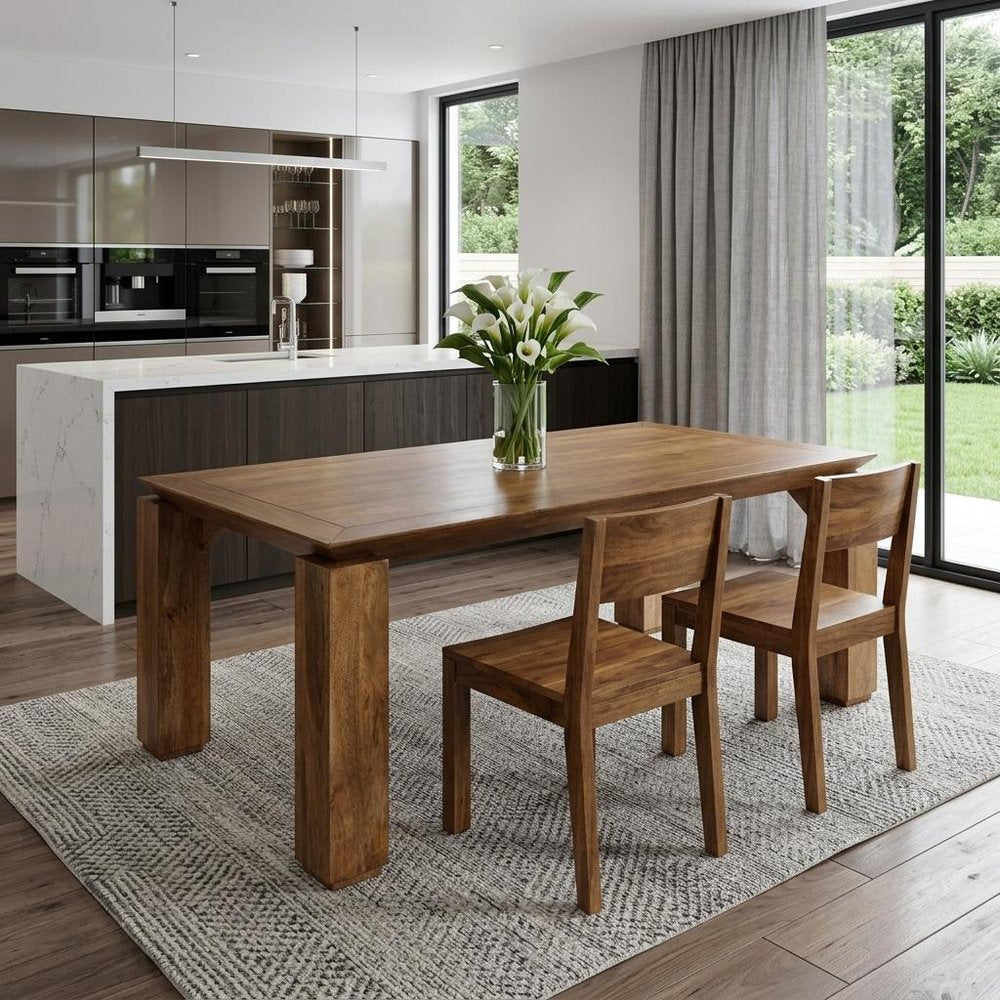 84" Brown Solid Wood Dining Table — view 10