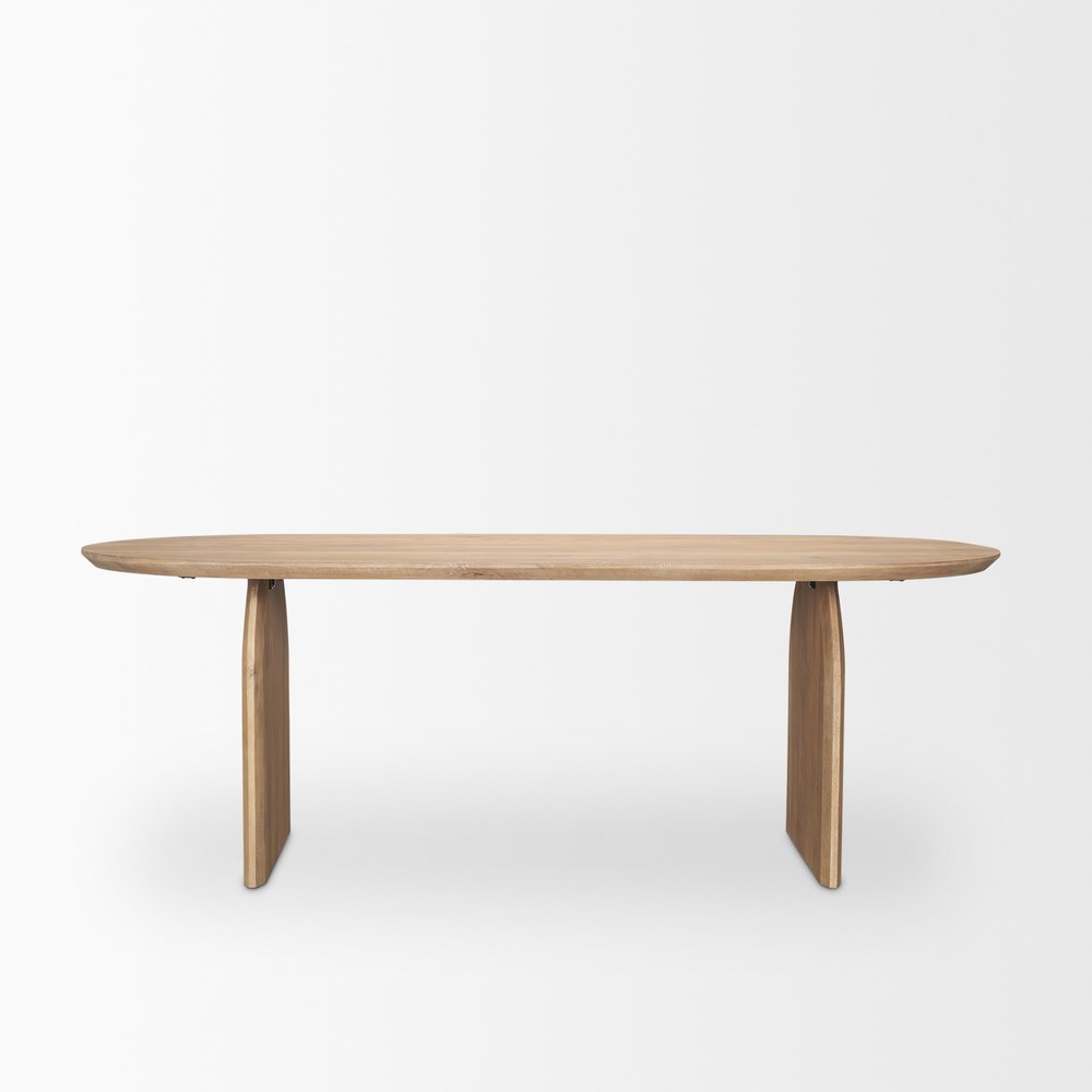 87" Light Brown Solid Wood Double Pedestal Base Oval Dining Table — view 2