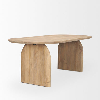87" Light Brown Solid Wood Double Pedestal Base Oval Dining Table HomeRoots