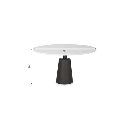 48" White And Black Marble Iron And Solid Wood Pedestal Base Round Top Dining Table HomeRoots