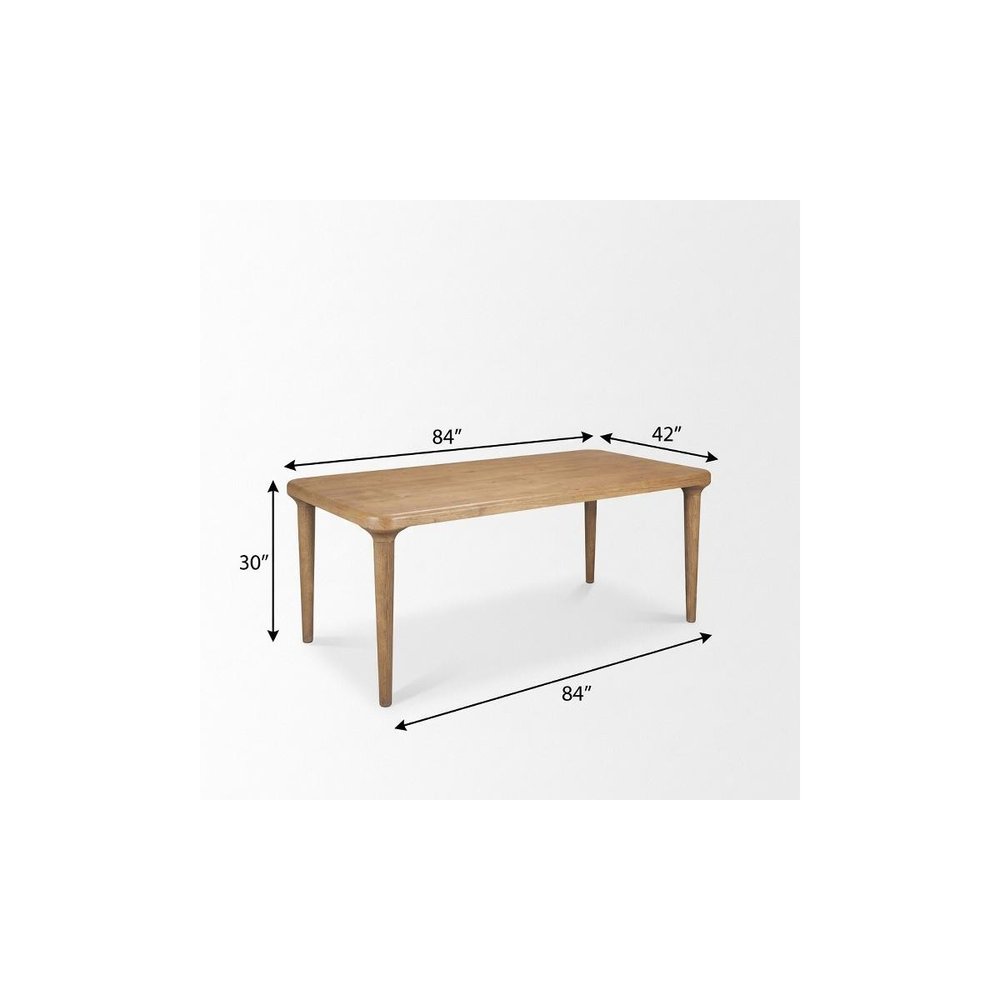 84" Light Brown Solid Wood Dining Table — view 9