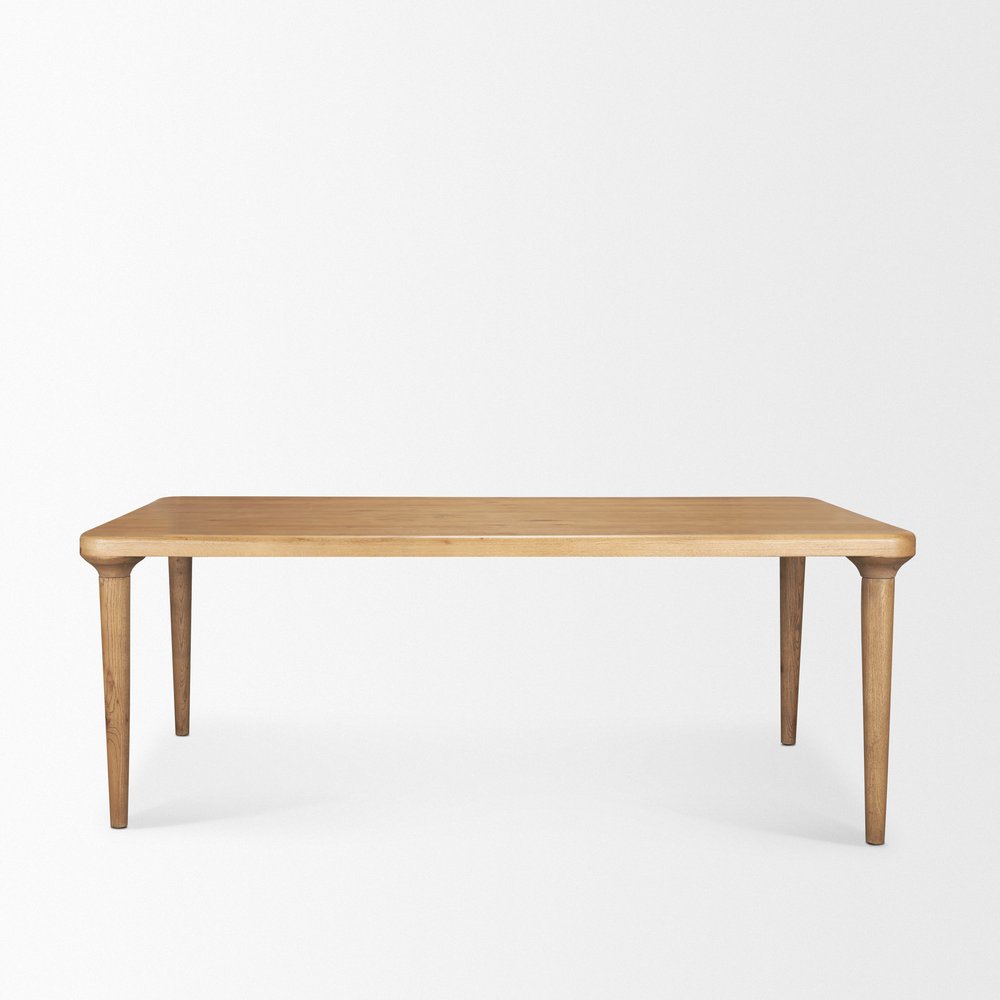 84" Light Brown Solid Wood Dining Table — view 2