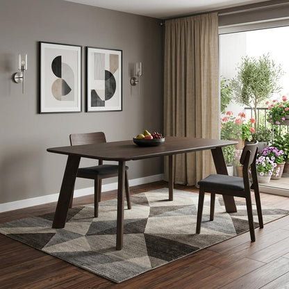 84" Dark Brown Solid Wood Dining Table