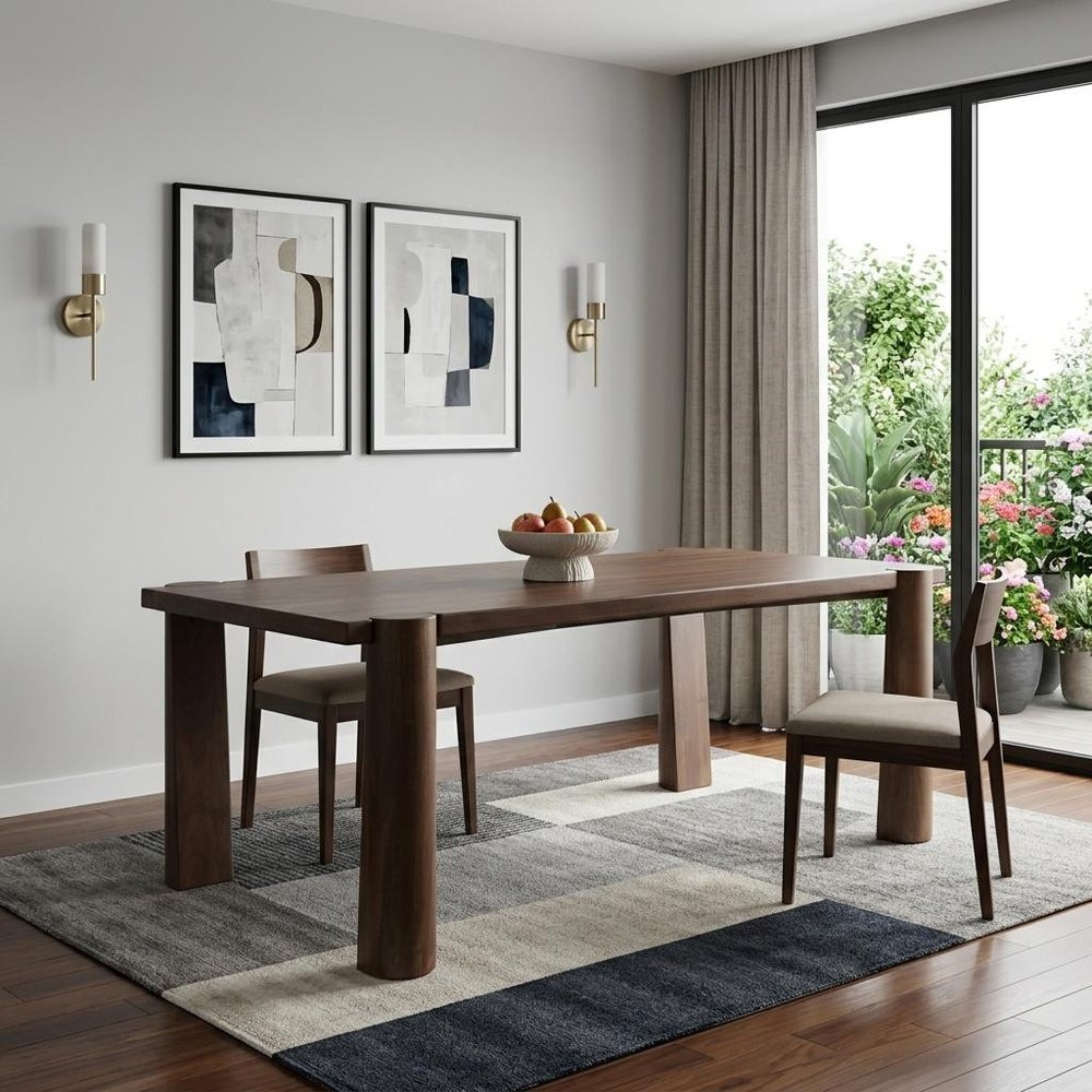 84" Brown Solid Wood Dining Table — view 10