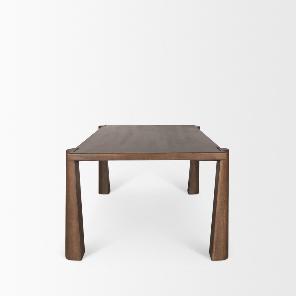 84" Brown Solid Wood Dining Table — view 3
