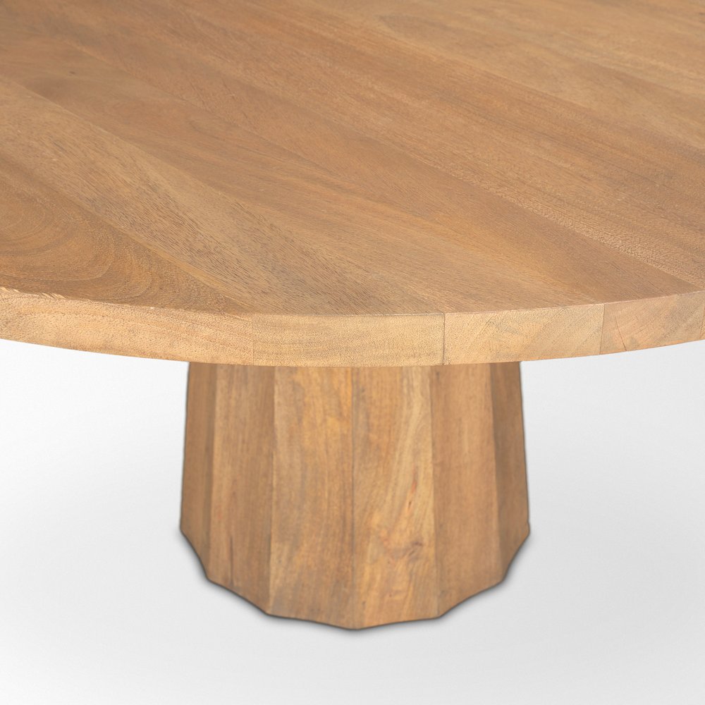 60" Dark Brown And Black Solid Wood And Iron Pedestal Base Round Top Dining Table — view 15