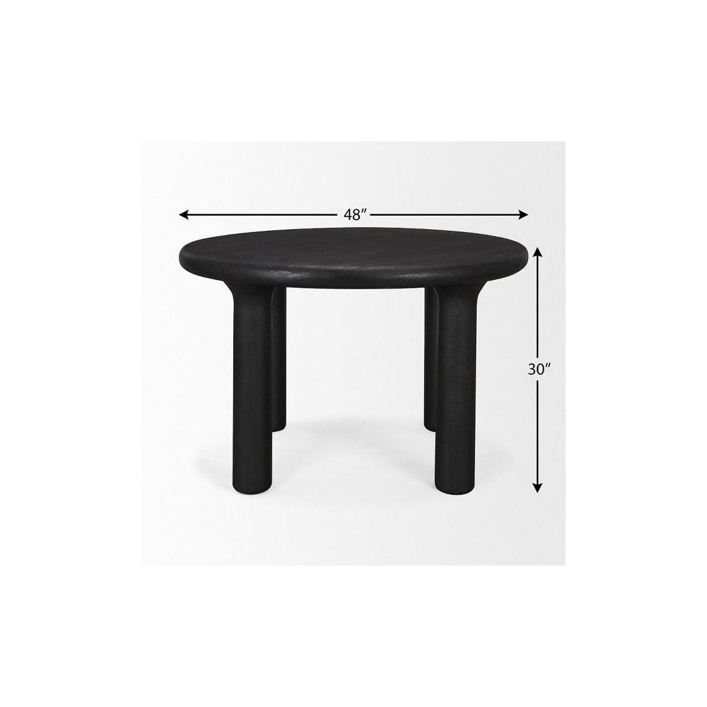 48" Black Solid Wood Round Top Dining Table — view 9
