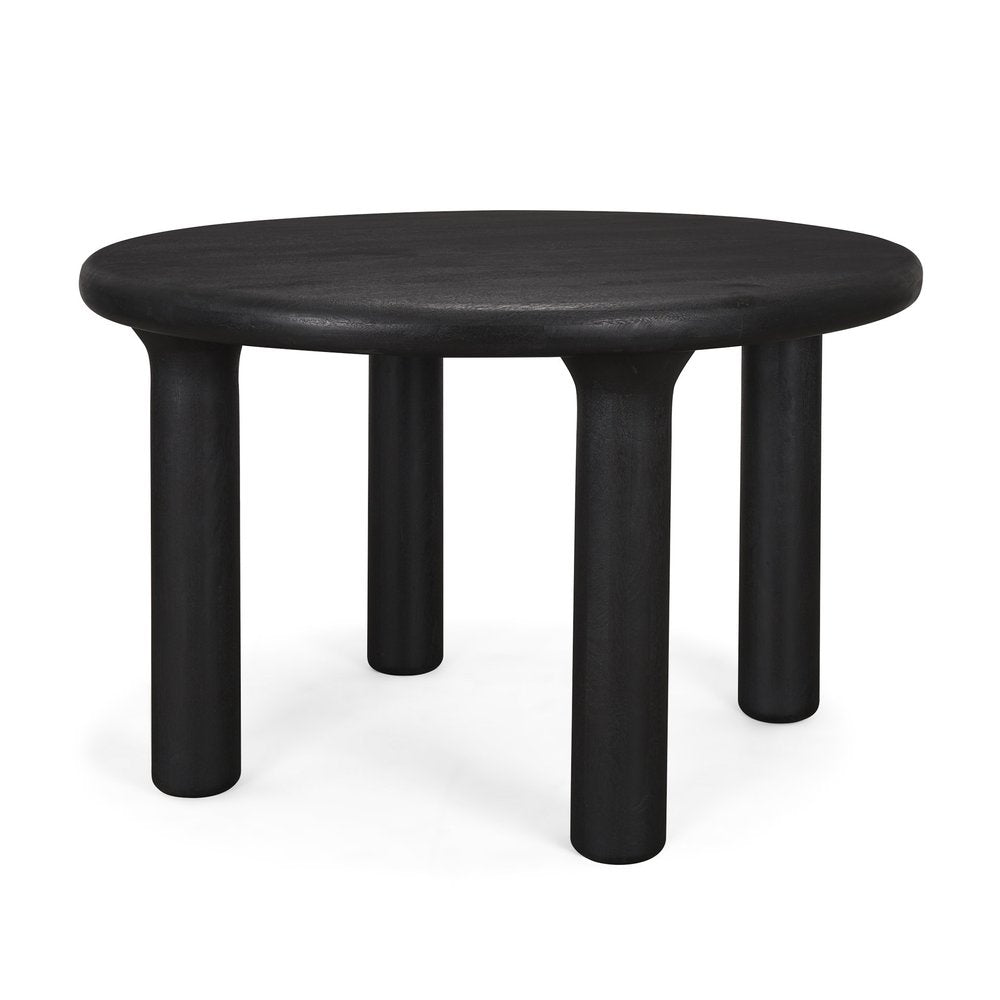 48" Black Solid Wood Round Top Dining Table — view 1