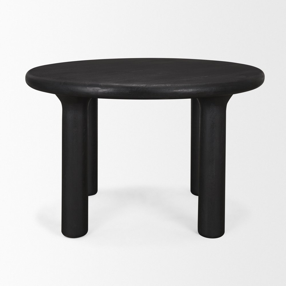 48" Black Solid Wood Round Top Dining Table — view 2
