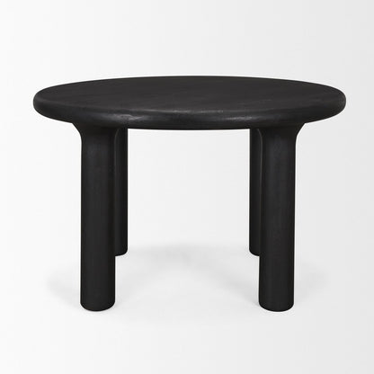 48" Black Solid Wood Round Top Dining Table