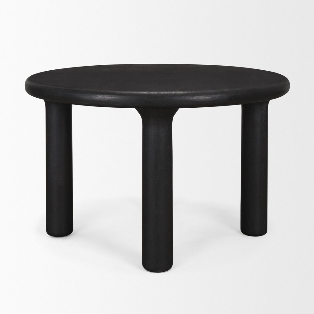 48" Black Solid Wood Round Top Dining Table — view 3
