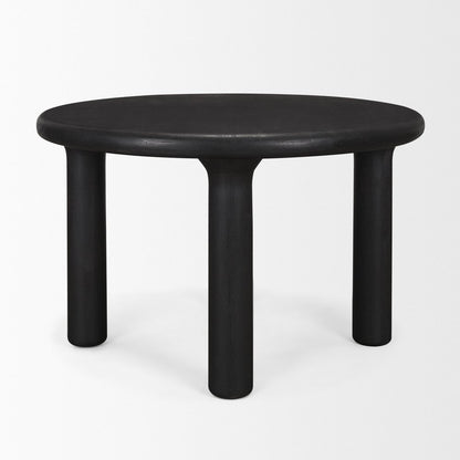 48" Black Solid Wood Round Top Dining Table
