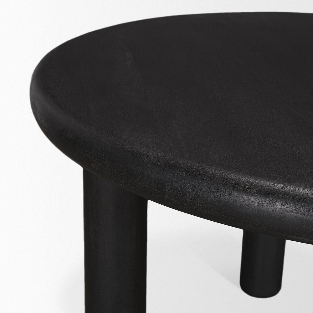 48" Black Solid Wood Round Top Dining Table — view 5