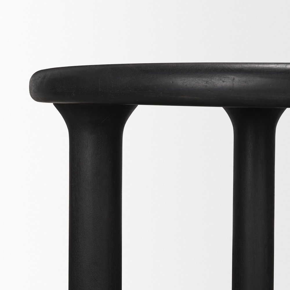 48" Black Solid Wood Round Top Dining Table — view 6