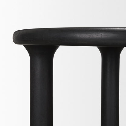 48" Black Solid Wood Round Top Dining Table