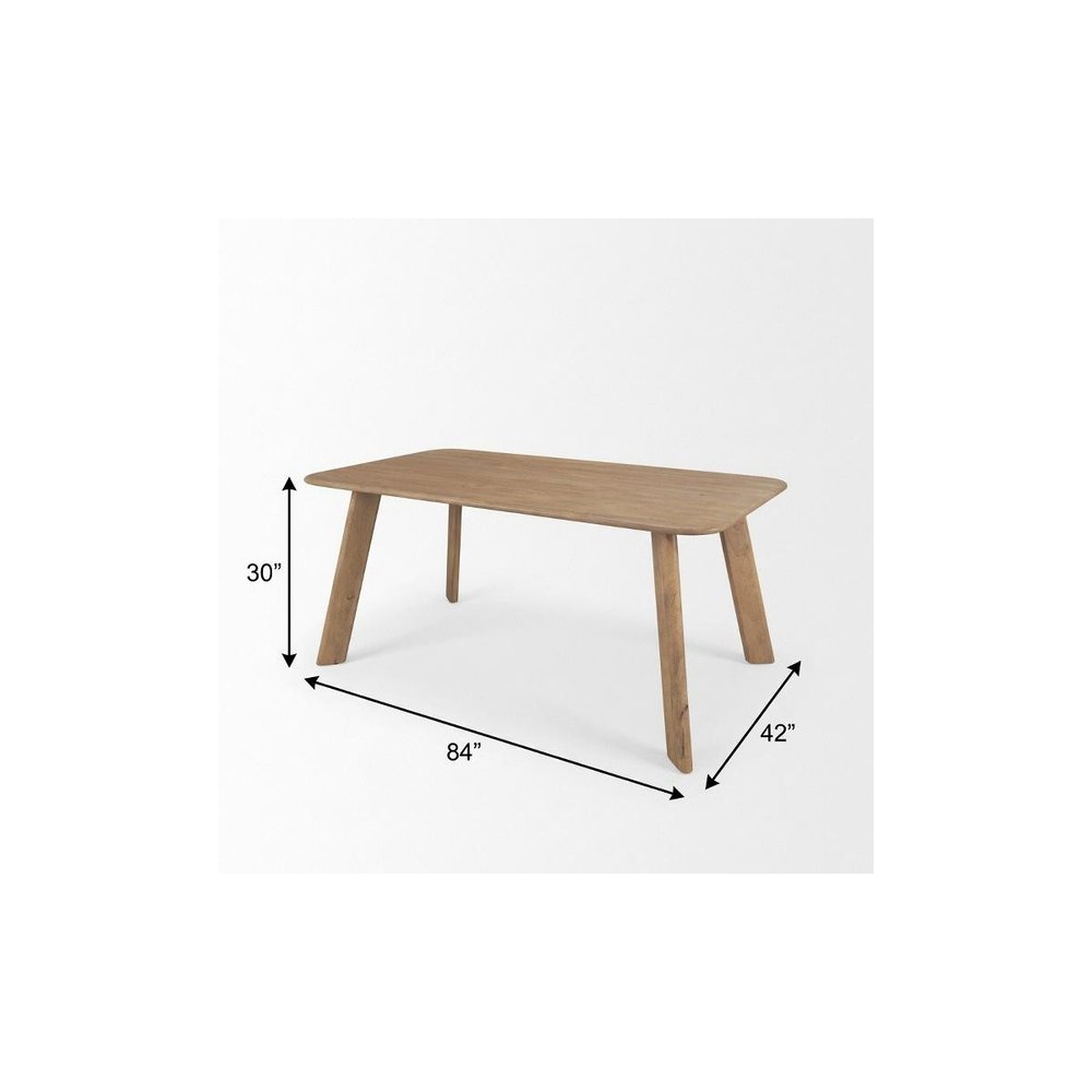 84" Light Brown Solid Wood Dining Table