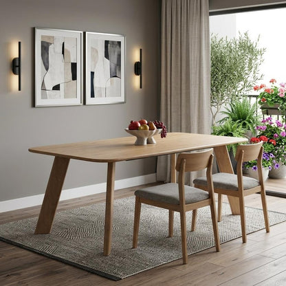 84" Light Brown Solid Wood Dining Table