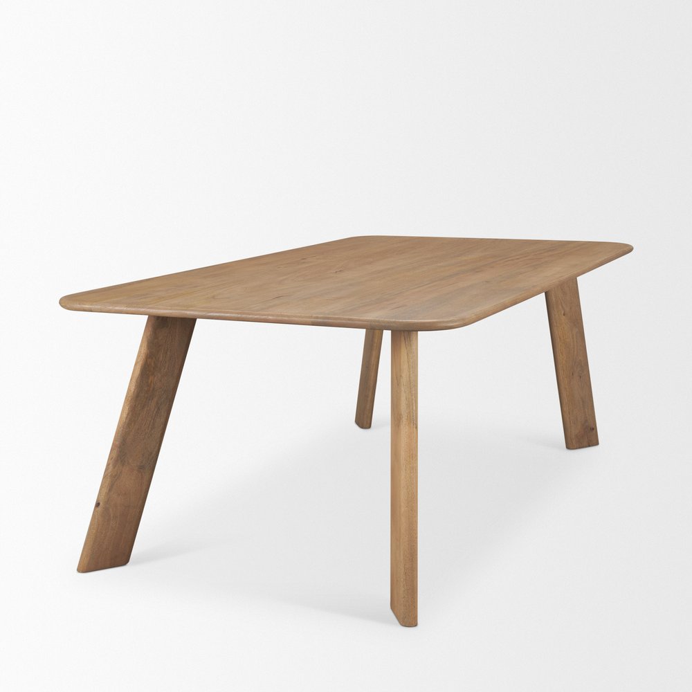 84" Light Brown Solid Wood Dining Table — view 4