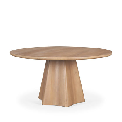 60" Dark Brown Solid Wood Pedestal Base Round Top Dining Table HomeRoots