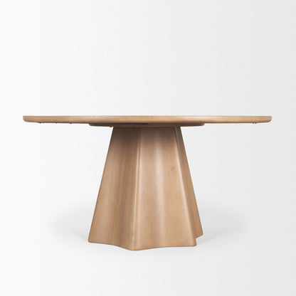 60" Dark Brown Solid Wood Pedestal Base Round Top Dining Table HomeRoots