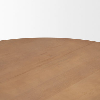 60" Dark Brown Solid Wood Pedestal Base Round Top Dining Table