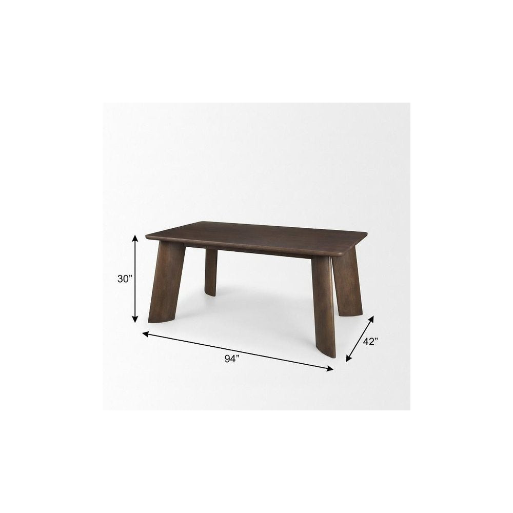 94" Dark Brown Solid Wood Dining Table — view 10
