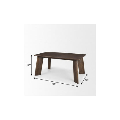 94" Dark Brown Solid Wood Dining Table