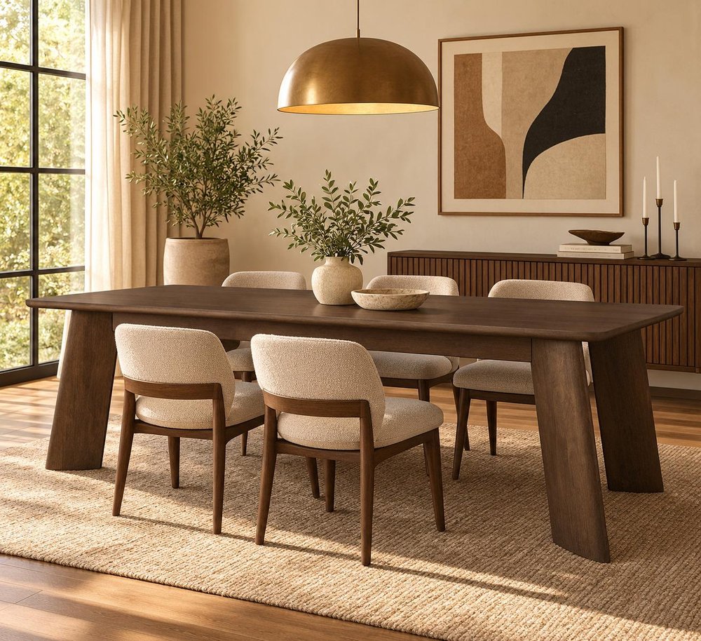 94" Dark Brown Solid Wood Dining Table