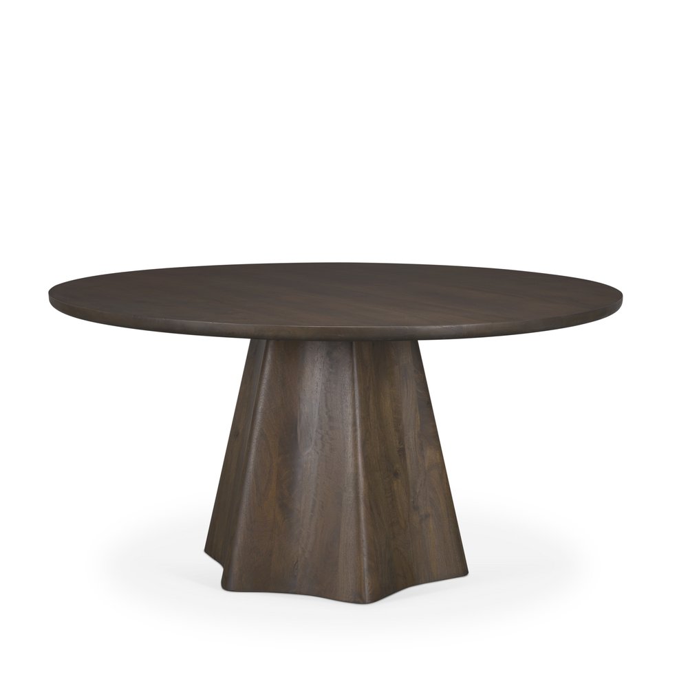 60" Dark Brown Solid Wood Pedestal Base Round Top Dining Table HomeRoots