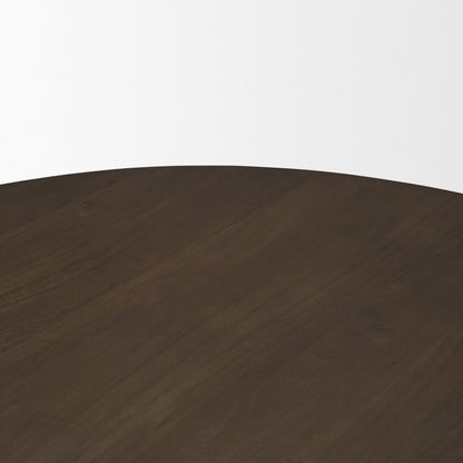 60" Dark Brown Solid Wood Pedestal Base Round Top Dining Table HomeRoots