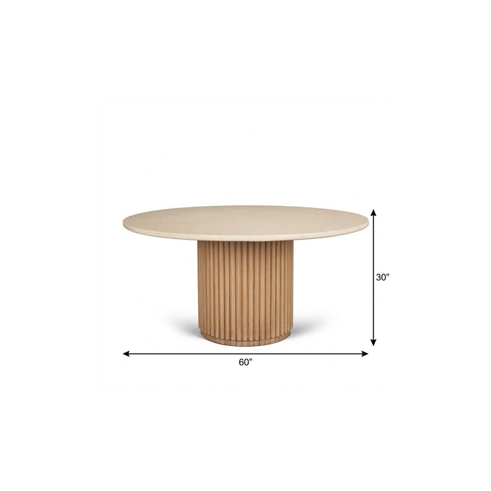60" Dark Brown Solid Wood Pedestal Base Round Top Dining Table HomeRoots