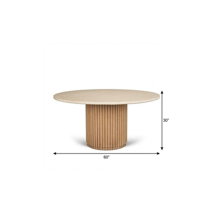 60" Dark Brown Solid Wood Pedestal Base Round Top Dining Table HomeRoots