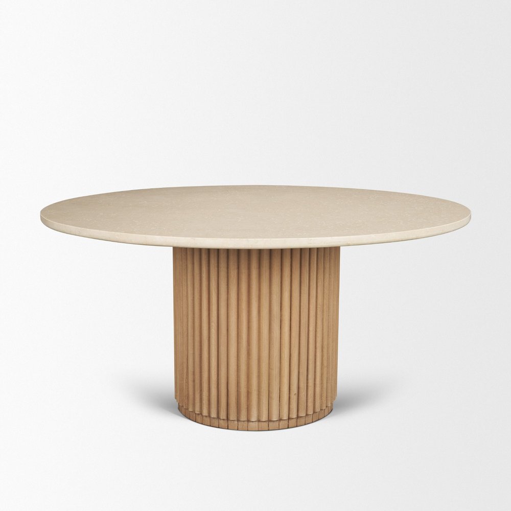 60" Dark Brown Solid Wood Pedestal Base Round Top Dining Table HomeRoots