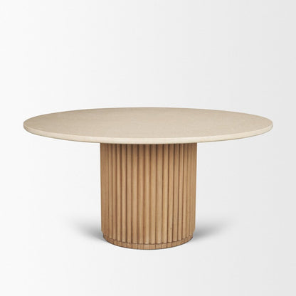 60" Dark Brown Solid Wood Pedestal Base Round Top Dining Table HomeRoots