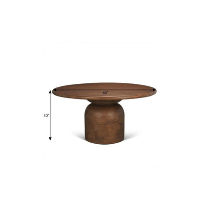 60" Brown Solid Wood Pedestal Base Round Top Dining Table HomeRoots