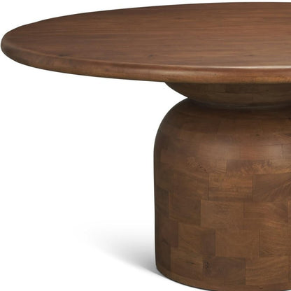 60" Brown Solid Wood Pedestal Base Round Top Dining Table HomeRoots