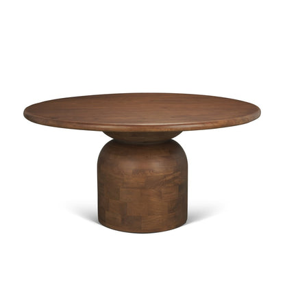60" Brown Solid Wood Pedestal Base Round Top Dining Table HomeRoots