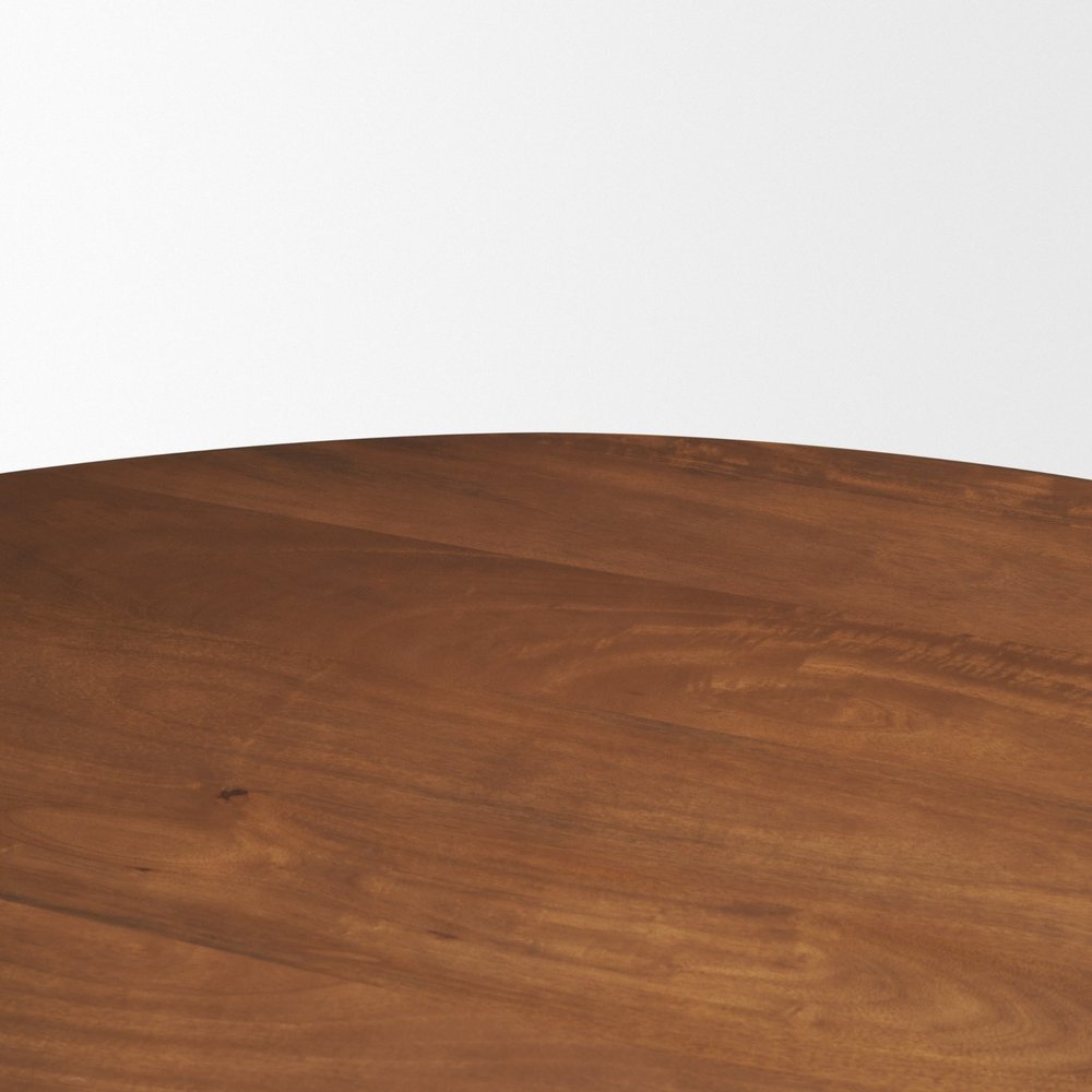 60" Brown Solid Wood Pedestal Base Round Top Dining Table — view 4