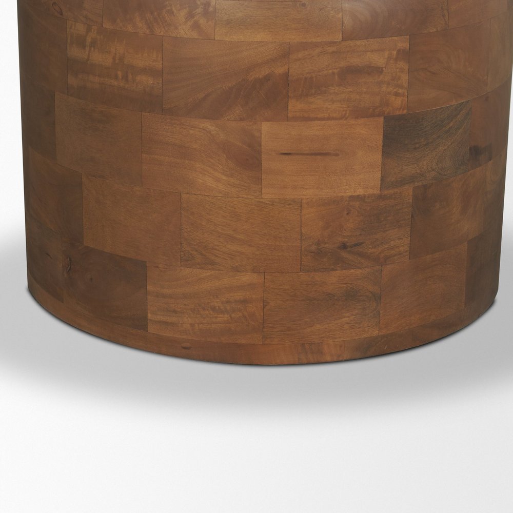 60" Brown Solid Wood Pedestal Base Round Top Dining Table — view 7