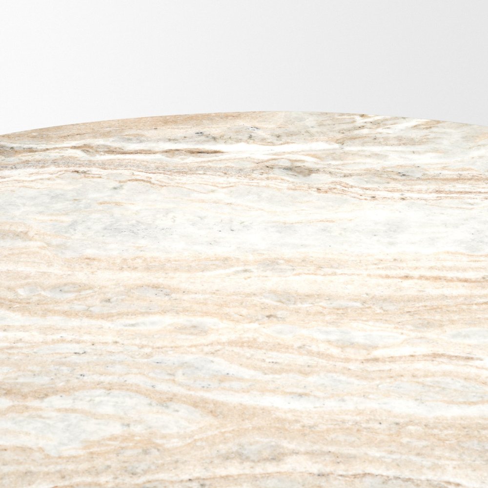 60" Gray Pastel Pink And Espresso Marble And Solid Wood Pedestal Base Round Top Dining Table HomeRoots