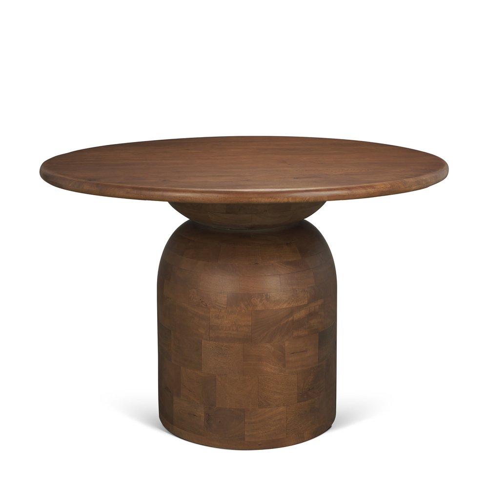 60" Brown Solid Wood Pedestal Base Round Top Dining Table — view 12