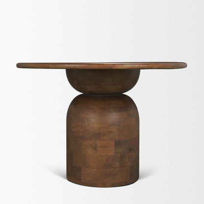 60" Brown Solid Wood Pedestal Base Round Top Dining Table HomeRoots