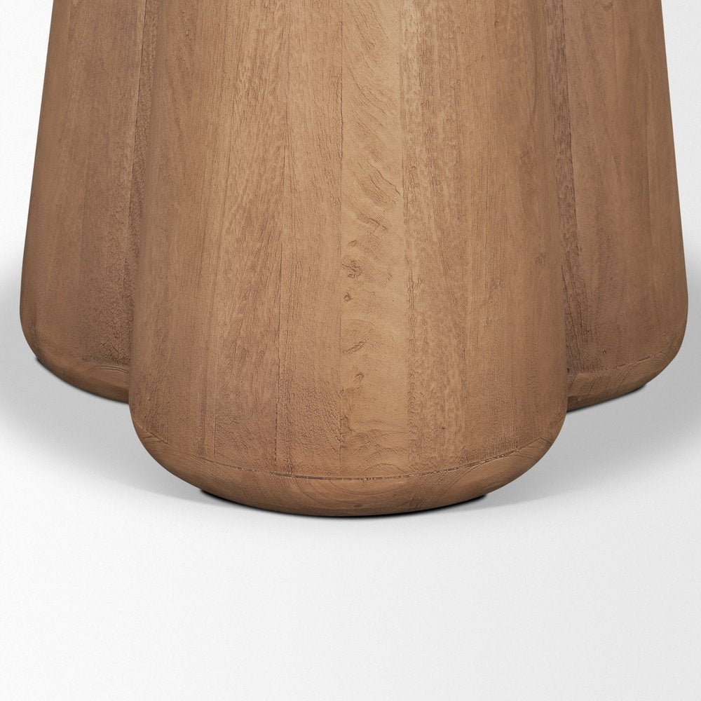 48" Beige And Light Brown Marble And Solid Wood Pedestal Base Round Top Dining Table HomeRoots