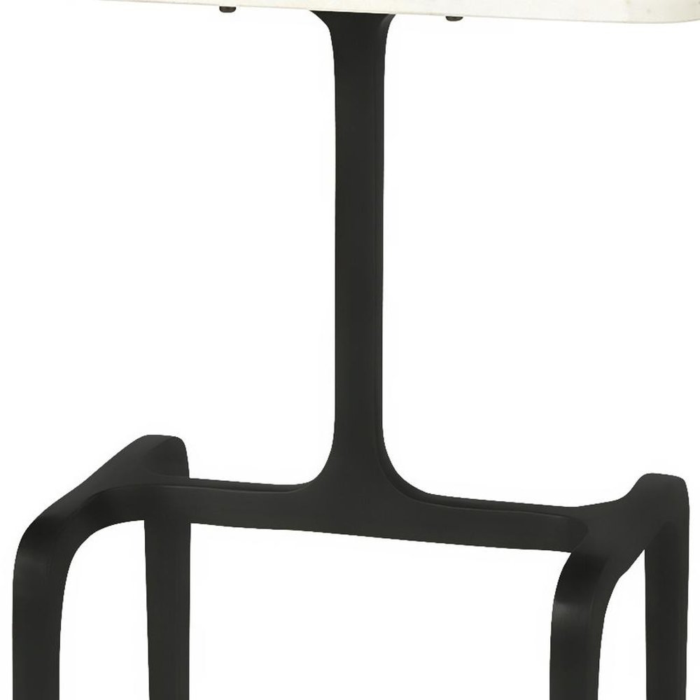 23" White and Black Marble and Iron End Table