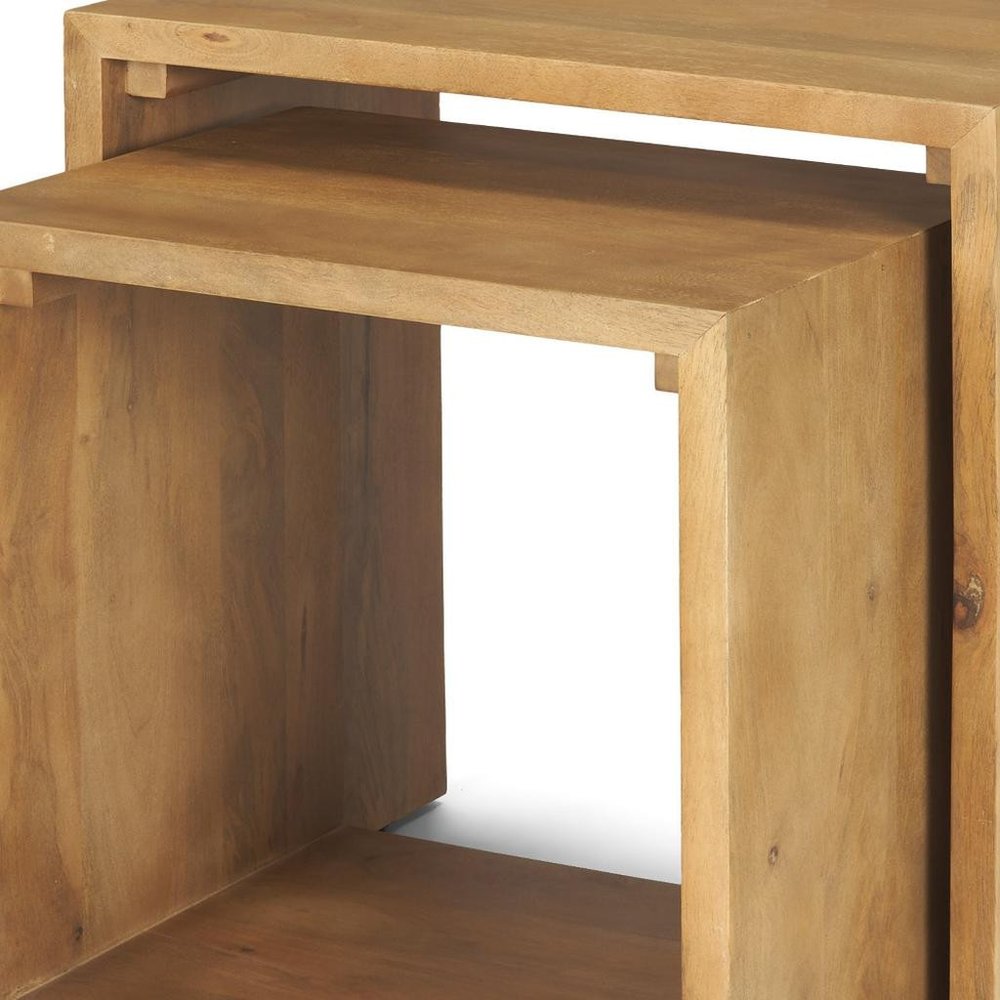 Set of Two Natural Solid Wood Frame Nested Tables — view 8