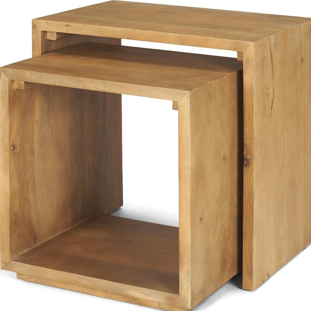 Set of Two Natural Solid Wood Frame Nested Tables — view 9