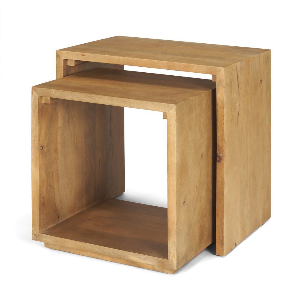 Set of Two Natural Solid Wood Frame Nested Tables HomeRoots