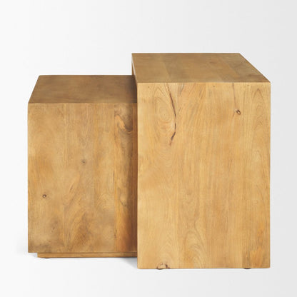 Set of Two Natural Solid Wood Frame Nested Tables HomeRoots