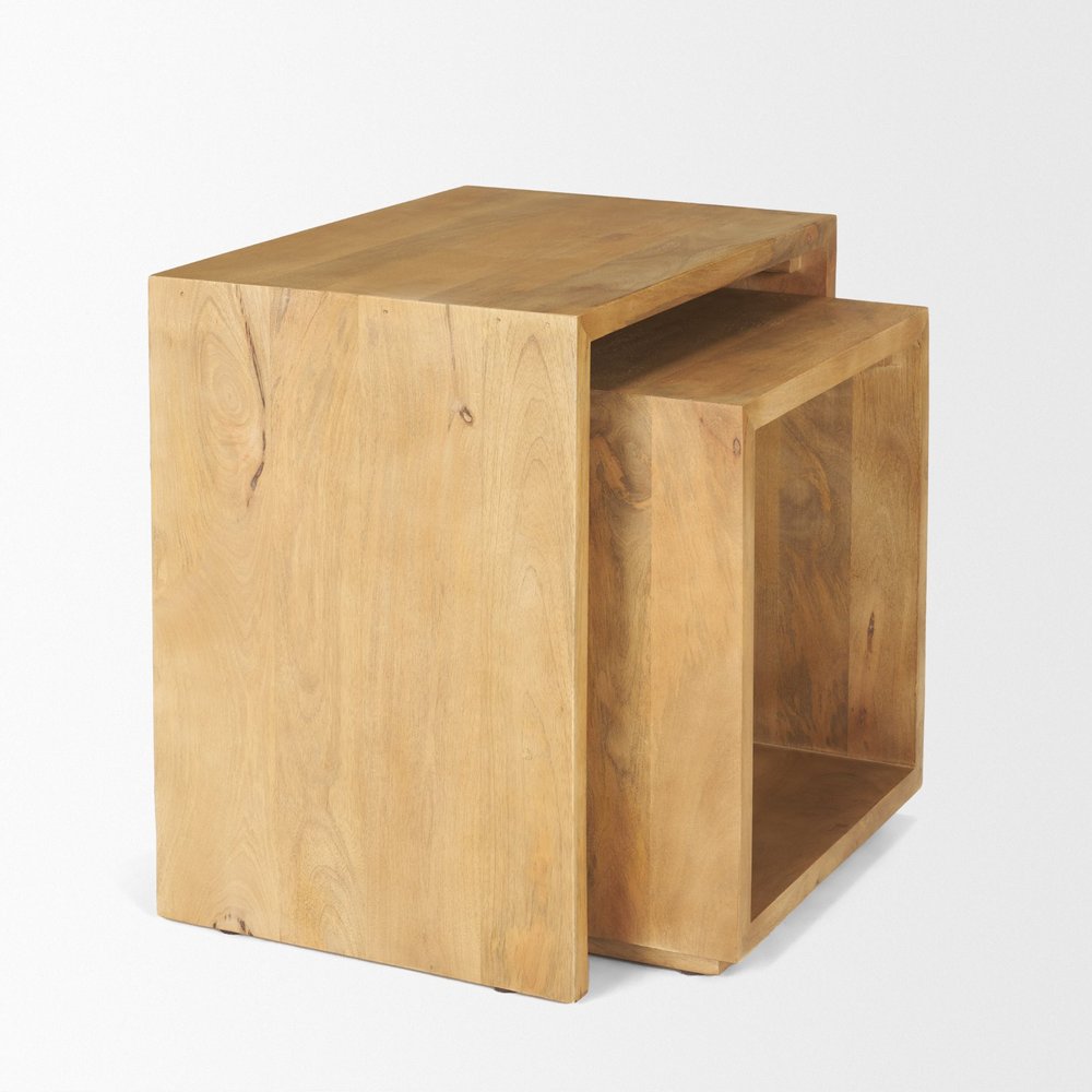 Set of Two Natural Solid Wood Frame Nested Tables HomeRoots